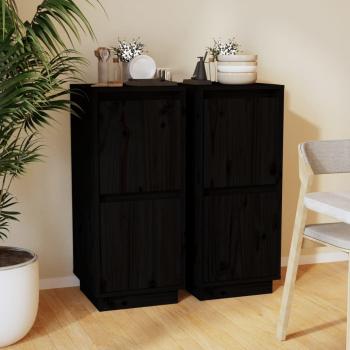 Aparador 2 piezas negro 31,5x34x75 cm madera maciza de pino