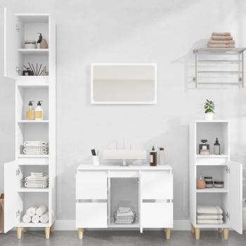 Conjunto de muebles de baño 3 piezas de madera blanca multicapa