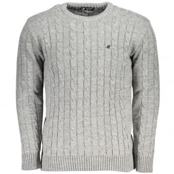 U.S. Polo Assn. Men's Gray Twisted Embroidered Crew Neck Sweater, Size M