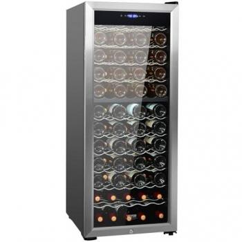 VEVOR 80-Bottle Dual Zone Wine Cooler with Digital Control, UV-Protected Mirrored Glass Door and Air-Circulating Refrigeration