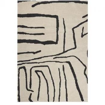 Alfombra moderna de sala de estar 160 x 230 cm beige y negro con diseño abstracto geométrico Kolpur