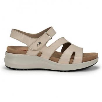 Sandalias abiertas de mujer en piel color beige - Modelo Fluchos