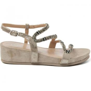 Sandalias de Mujer Lazamani Sandalia de Cuna con Tiras de Porcini en color metal