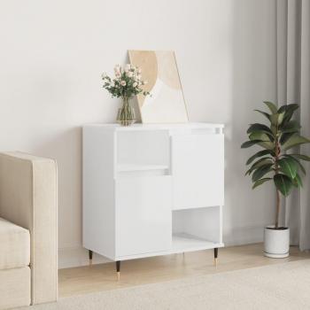 Aparador de madera contrachapada 60x35x70 cm, mueble de almacenaje de salón, buffet para salón, armario auxiliar, armario de almacenamiento en color blanco brillante
