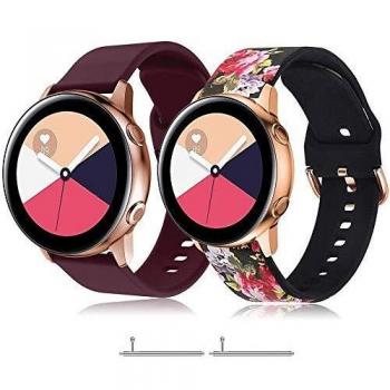 TOPsic Correa Galaxy Watch Active 2 40mm 44mm/Active/Galaxy Watch 42mm/Gear S2 Classic/Gear Sport/Vivomove/HR/Vivoactive 3/Forerunner 245/645, 20mm Silicona Banda de Reemplazo Pulsera