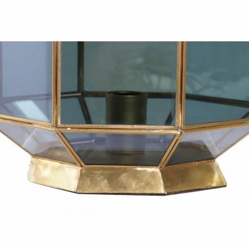 Lámpara de mesa DKD Home Decor Cristal Azul Dorado 220 V Latón 50 W Moderno (29 x 29 x 25 cm) con Pantalla de Tela Blanca