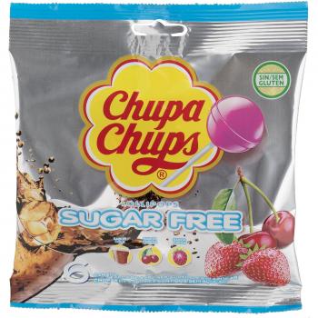 Chupa Chups sin Azúcar Caramelo con Palo de Sabores Variados, 6 x 11g