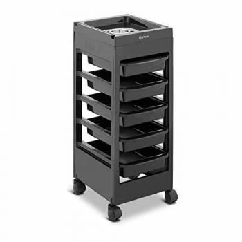 Carrito de peluquería negro - 10 kg - 5 cajones - soporte para secador - estante de 495 x 284 mm