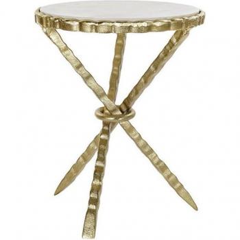 Elegante Mesita Auxiliar de Mármol y Aluminio para Decoración del Hogar
