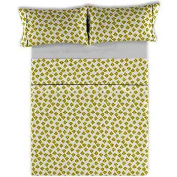 ESTELIA - Juego de sábanas Palm Color Mostaza - Cama de 150