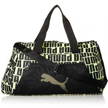 PUMA At ESS Barrel Bag Bolsa Deporte, Mujer, Black/Fizzy Yellow, OSFA