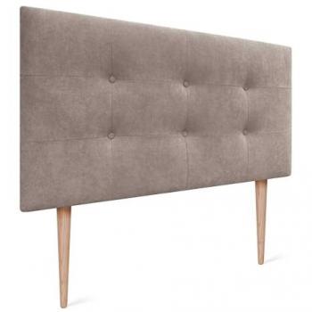 Cabecero Acolchado Capitone de 8cm en Tela Acualine y Polipiel - Cabezales de Cama (Tierra, 90x115cm) con Patas para Camas 70/80/90