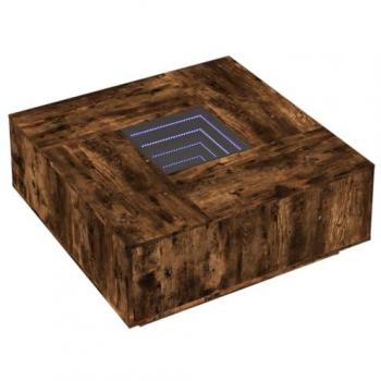 Mesa de centro con Infinity LED roble ahumado 100x100x40 cm, mesita de Centro, Mesa Auxiliar, Mesa de salón, mesita, mesita de sofá