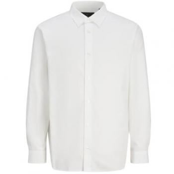 Jack & Jones Bushwick Stanley Long Sleeve Shirt - Bright White, Solid, Men's XL