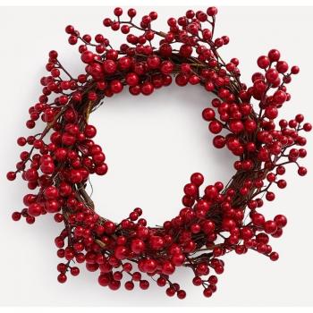 Corona Berry Navidad El Corte Inglés - Corona decorativa navideña, diseño festivo con bayas rojas y verdes, ideal para decorar puertas y ventanas durante la temporada navideña