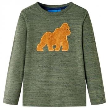 Camiseta Infantil de Manga Larga Jersey Ropa de Cuello Redondo Caqui Melange 104
