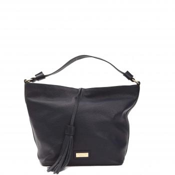 Pompei Donatella Gray Leather Shoulder Bag