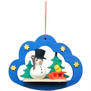 Ulbricht muñeco de nieve con trineo y ornamento del árbol