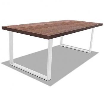 Mesa de comedor Frankystar de madera y metal con patas cuadradas blancas - 160x90 cm