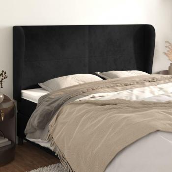 Cabecero con orejas de terciopelo negro 203x23x118/128 cm vidaXL - Negro