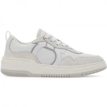 Ferragamo Women's Gancini Leather Sneakers, White, Size 9 US