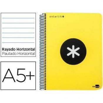 Cuaderno espiral liderpapel A5 antartik tapa dura 80h 100 gr horizontal con margen color amarillo fluor.