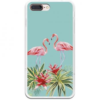 Funda Gel para iPhone 7 Plus - 8 Plus, Carcasa TPU Flexible fabricada con la mejor Silicona, protege y se adapta a la perfección a tu Smartphone y con nuestro exclusivo diseño German Tech® - Verano Flamingo.