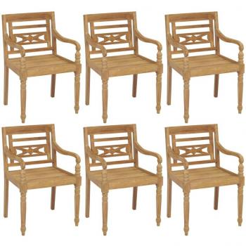 vidaXL Batavia Chairs 6 pcs Solid Teak Wood