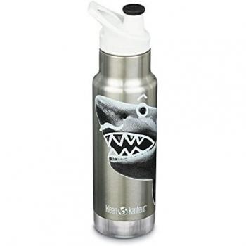 Klean Kanteen - Botella infantil térmica Insulated Kid Classic de 12oz con tapón Sport Cap, acero inoxidable, 355 ml, color gris