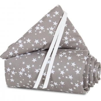 Protector de cuna Babybay, chichonera, para cunas de colecho Maxi y Boxspring, color azul, estrellas, color blanco gris taupe Sterne weiß