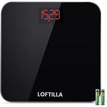 Bascula de Baño Loftilla, Báscula Corporal con aplicación, Bascula inteligente con Función BMI, Peso Baño con LED y tecnología step-on 180kg