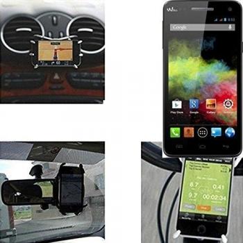 soporte para coche y para mesa etc. para Wiko Rainbow 4G, negro araña. montaje de la salida aire, espejo retrovisor, bicicletas, etc. Trípode - K-S-Trade