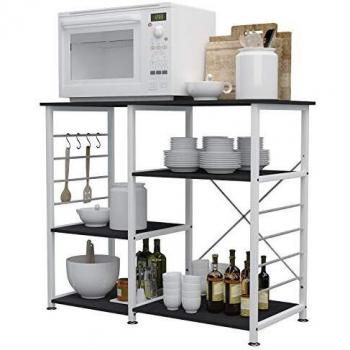 sogesfurniture Estante de Cocina Estantería para Microondas Estantería Metálica, 3 Niveles Baker's Rack Soporte para Carro de Microondas Estantes de Almacenamiento, Nogal Negro 171-BK-BH