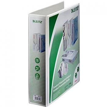 Carpeta de anillas de presentación Leitz A4 extra ancho, 4 anillas en D, capacidad 500 hojas, color blanco