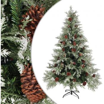 Árbol de Navidad con Piñas Verde y Blanco PVC y PE Navideño - Dimensiones 120 x 65 cm, 150 x 90 cm, 195 x 105 cm