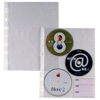 Fundas Transparentes Perforadas para 3 CDs Atla CD 3 - Pack de 10