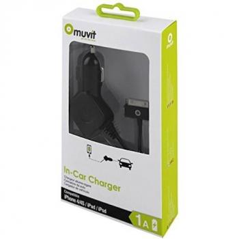 Muvit MUDCC0092 - Cargador de coche para Apple, 30 pines, 1A, negro