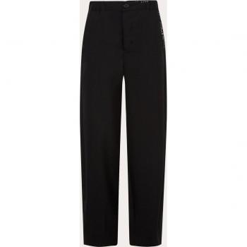 Marni Tropical Wool Trousers with Mending, Black Female, Size XS