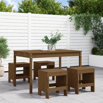 Set de comedor de jardín 5 piezas de madera de pino maciza color ámbar