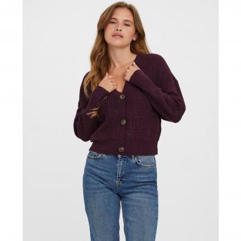 Vero Moda Lea Women's V-Neck Long Sleeve Cardigan - Wine Tasting - S