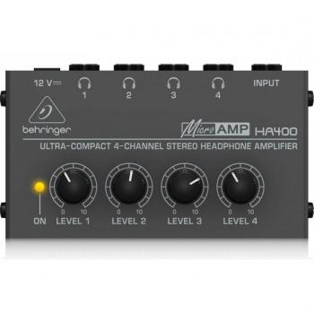Behringer HA400 Stereo Headphone Amplifier - 4 Channel, Black