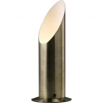 Lámpara de mesa Indio sobremesa en latón envejecido con 1 bombilla GU10 y interruptor en línea, altura 22,5 cm