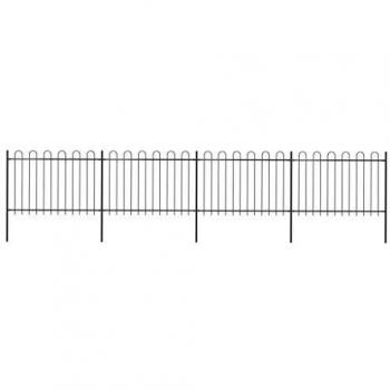 Hoop Top Garden Fence Steel 6.8x1.2 m Black