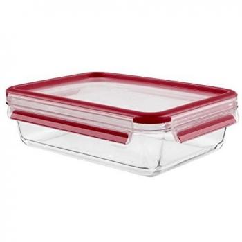 Tefal Masterseal Fresh Glass - Caja de Cristal para conservar Alimentos, Cristal, Rojo, 0.7L