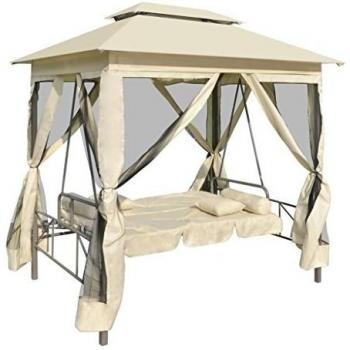 Convertible Cream White Swing Gazebo Bench