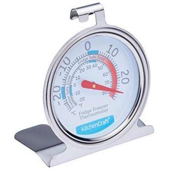 KitchenCraft Termómetro para Frigorífico y Congelador con Guía de Temperatura Mínima y Máxima, Acero Inoxidable