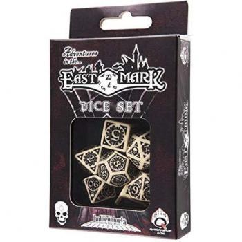 Qworkshop Aventuras en la Marca de Oriental Beige y Negro Dados Set
