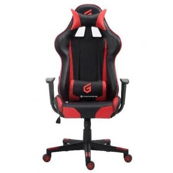 Silla Gamer Conceptronic EYOTA04R con Cojín Lumbar y Cervical, Diseño Ergonómico en Color Negro con Detalles en Rojo