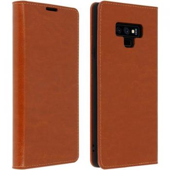 Funda Cartera de Cuero Camel para Samsung Galaxy Note 9