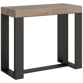 Consola extensible Futura Small 90x40/196 cm Roble Natural con estructura Antracita